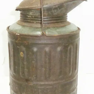 glass & metal kerosene can