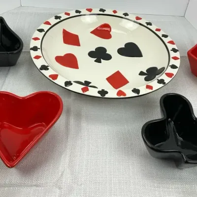 Ceramic Card Suit Serving Set