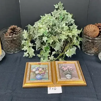 Framed Florals & Candle Décor Set