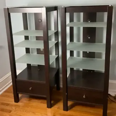 Espresso Media Tower Shelving Pair