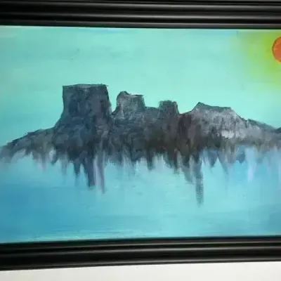 Moonlit Island Seascape Painting