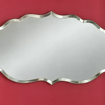 Set Of Two Frameless Scalloped Wall Mirrors