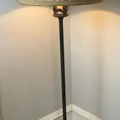 Floral Shade Bronze Floor Lamp