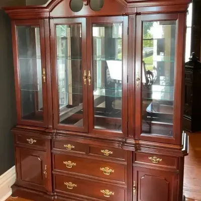 Traditional cherry-finish china cabinet
