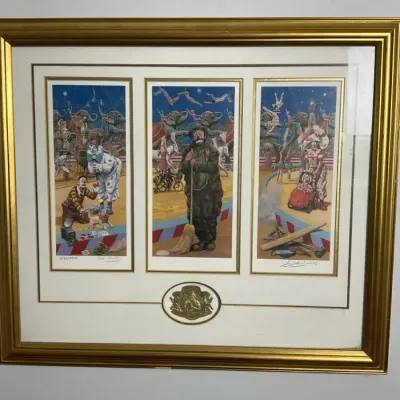 Framed Circus Clown Triptych Print