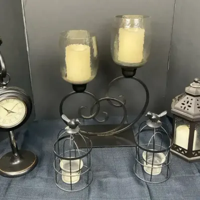 Black Metal Candle Décor Set