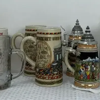 Beer Stein & Mug Collection: Budweiser, German, Salzburg, Swiss, & MTU 