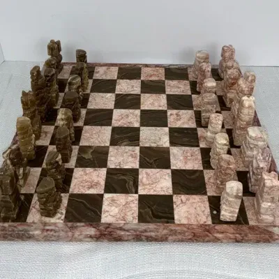Carved Onyx Marble Chess Set
