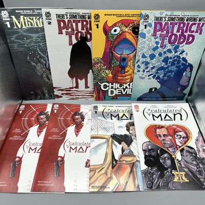 AfterShock Comics lot of 8 comics including Miskatonic #1, Chicken Devil #1, There's Something Wrong With Patrick Todd #1-2, and A...