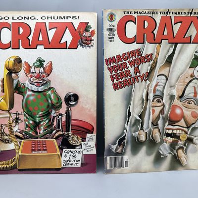 1981 Marvel Comics Crazy #80 & 1983 #94 - Final issue of original series - Obnoxio the Clown covers - Bob Larkin art