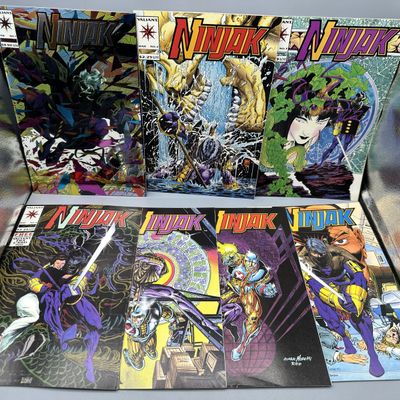 (7) 1994 Valiant Comics Ninjak #1-7 - Issue #1 wrap-around chromium cover - Joe Quesada and Mark Moretti art