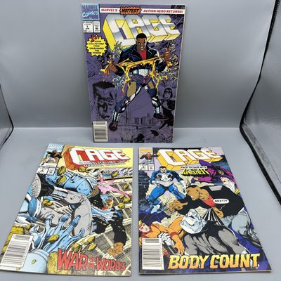 (3) 1992 Marvel Comics Cage #1, #2, and #3 - 1st appearance of Hardcore - Punisher guest appearance - newsstand editions