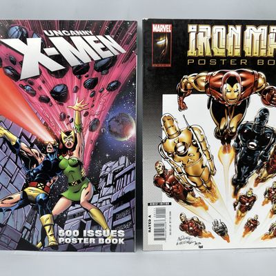 2008 Marvel Comics Uncanny X-Men Poster Book & 2008 Iron Man Poster Book - featuring John Byrne and Adi Granov art