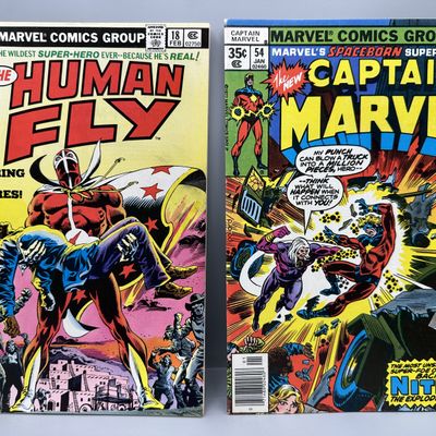 1979 Marvel Comics Group The Human Fly #18 & 1978 Captain Marvel #54 - Features Nitro the Exploding Man