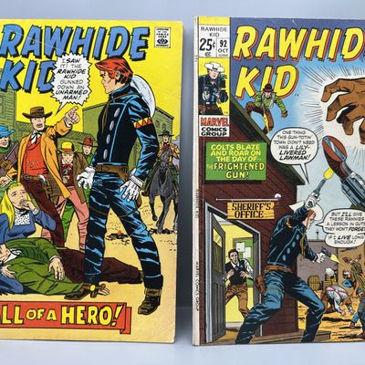 1970 Marvel Comics Rawhide Kid #80 & 1971 #92 - Bronze Age Westerns - Larry Lieber art and script