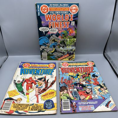 (3) DC Comics World's Finest #255, Adventure Comics #459 and #461 (1978-1979) Bronze Age Dollar Comics - Justice Society of America...