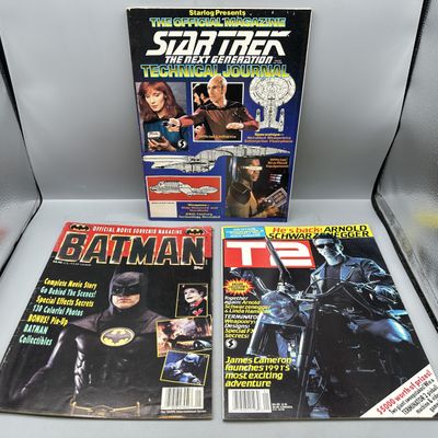(3) Starlog and Topps Star Trek, Batman, and Terminator 2 Official Movie Magazines - Michael Keaton