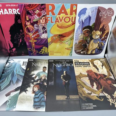 BOOM! Studios Harrower #1, Alice Ever After #1, Rare Flavours #1, Eve #1, Buckhead #1, The Neighbors #1 & #2, and The Seasons Have...