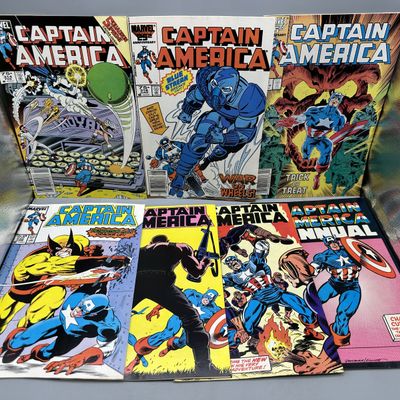 (7) Marvel Comics Captain America - #314, #318, #326, #330, #331, #335 and Annual #7 (1983-1987) - Mike Zeck cover art - #335 1st John...