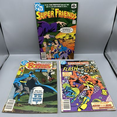 (3) DC Comic Books - Super Friends #18 (1979), Dynamic Classics #1 (1978), and Super-Team Family #15 (1978)