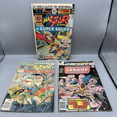 1976-1977 DC Comics All-Star Comics #61 and #64 and Justice League of America #134 - Bronze Age issues featuring Justice Society and...