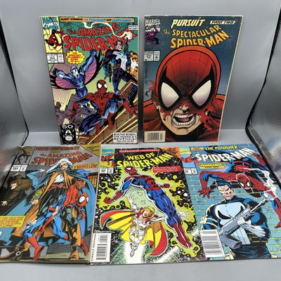 (5) 1991-1994 Marvel Comics Spider-Man - Amazing Spider-Man #353 and #394 foil variant - The Punisher appearances