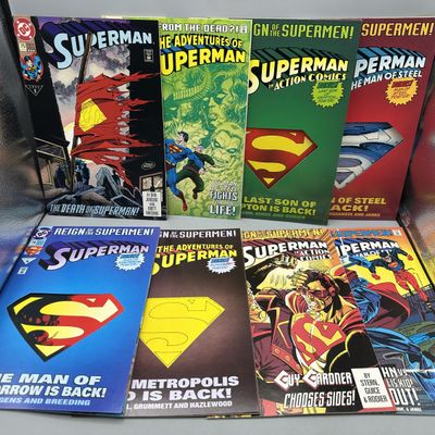 (8) 1993 DC Comics Superman Books - "Death of Superman" and "Reign of the Supermen!" storylines - Includes Superman...