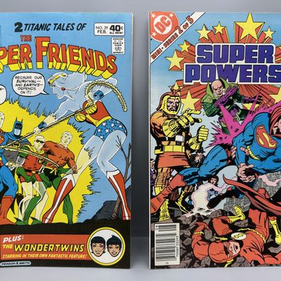 1980 DC Comics The Super Friends #29 & 1984 Super Powers #2 - Wonder Twins feature and Jack Kirby art