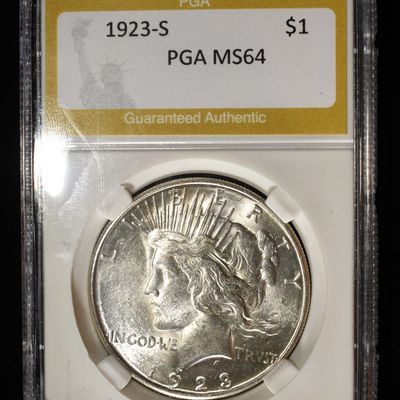 Sale Photo Thumbnail #210: 1923-S PEACE DOLLAR PGA CH/GEM BU