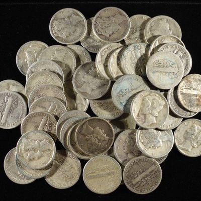 Sale Photo Thumbnail #118: (50) MERCURY DIMES