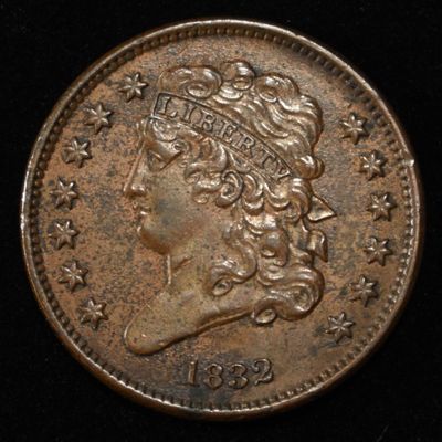 Sale Photo Thumbnail #136: 1832 CLASSIC HEAD HALF CENT AU