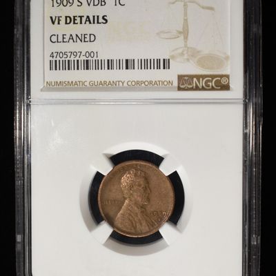 Sale Photo Thumbnail #177: 1909-S VDB WHEAT CENT VF DETAILS CLEANED NGC
