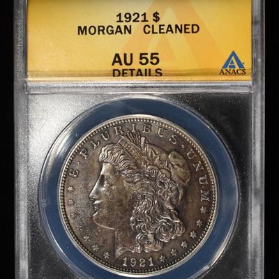 Sale Photo Thumbnail #11: 1921 MORGAN DOLLAR AU 55 DETAILS CLEANED ANACS