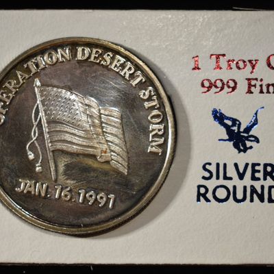 Sale Photo Thumbnail #408: OPERATION DESERT STORM 1 OZ .999 SILVER ROUND