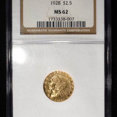 Sale Photo Thumbnail #443: 1928 $2.5 GOLD INDIAN NGC MS-62