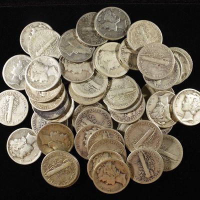 Sale Photo Thumbnail #379: (50) MERCURY DIMES 90% SILVER