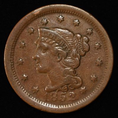 Sale Photo Thumbnail #147: 1852 BRAIDED HAIR LARGE CENT XF/AU