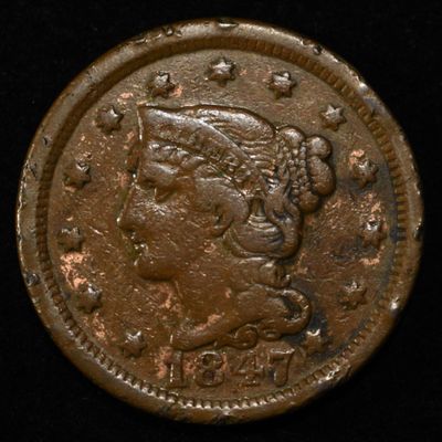 Sale Photo Thumbnail #30: 1847 LARGE CENT VF