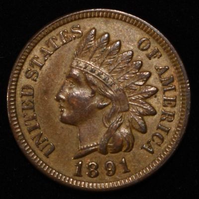 Sale Photo Thumbnail #169: 1891 INDIAN HEAD CENT CH BU