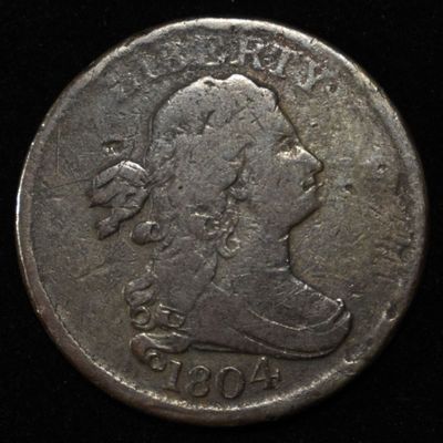 Sale Photo Thumbnail #135: 1804 DRAPED BUST HALF CENT VF