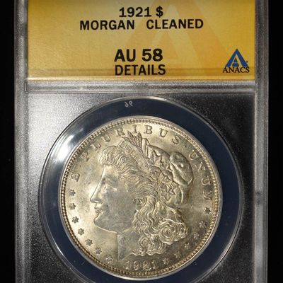 Sale Photo Thumbnail #205: 1921 MORGAN DOLLAR AU58 DETAILS CLEANED ANACS