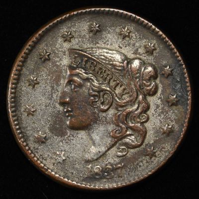 Sale Photo Thumbnail #140: 1837 CORONET HEAD LARGE CENT CH BU