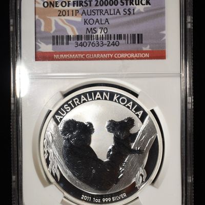 Sale Photo Thumbnail #409: 2011-P $1 AUSTRALIA 1 OZ SILVER KOALA NGC MS70