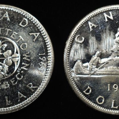 Sale Photo Thumbnail #132: (2)80% SILVER CANADIAN DOLLARS