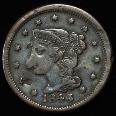 Sale Photo Thumbnail #142: 1846 BRAIDED HAIR LARGE CENT XF/AU