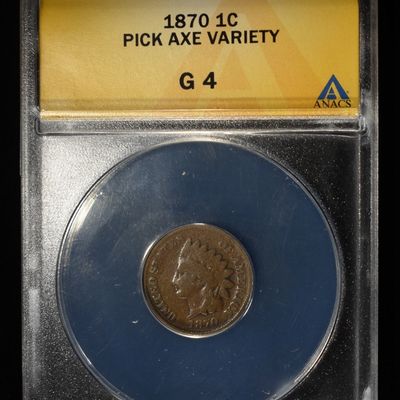 Sale Photo Thumbnail #158: 1870 INDIAN CENT G4 PICK AXE VARIETY ANACS