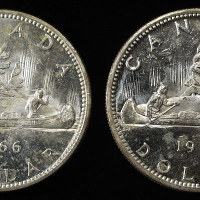Sale Photo Thumbnail #133: (2)80% SILVER CANADIAN DOLLARS