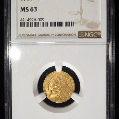 Sale Photo Thumbnail #442: 1926 $2.5 GOLD INDIAN NGC MS-63