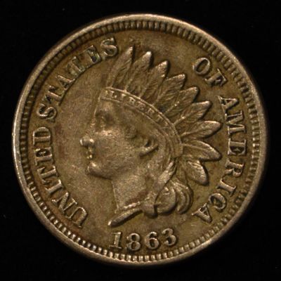 Sale Photo Thumbnail #155: 1863 INDIAN HEAD CENT AU/BU