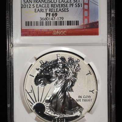 Sale Photo Thumbnail #230: 2012-S AMERICAN SILVER EAGLE NGC REVERSE PF69